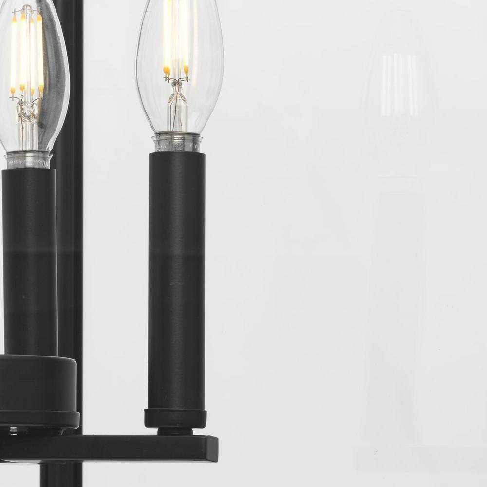 Hillcrest Matte Black 4-Light Foyer Pendant with Clear Glass Panels