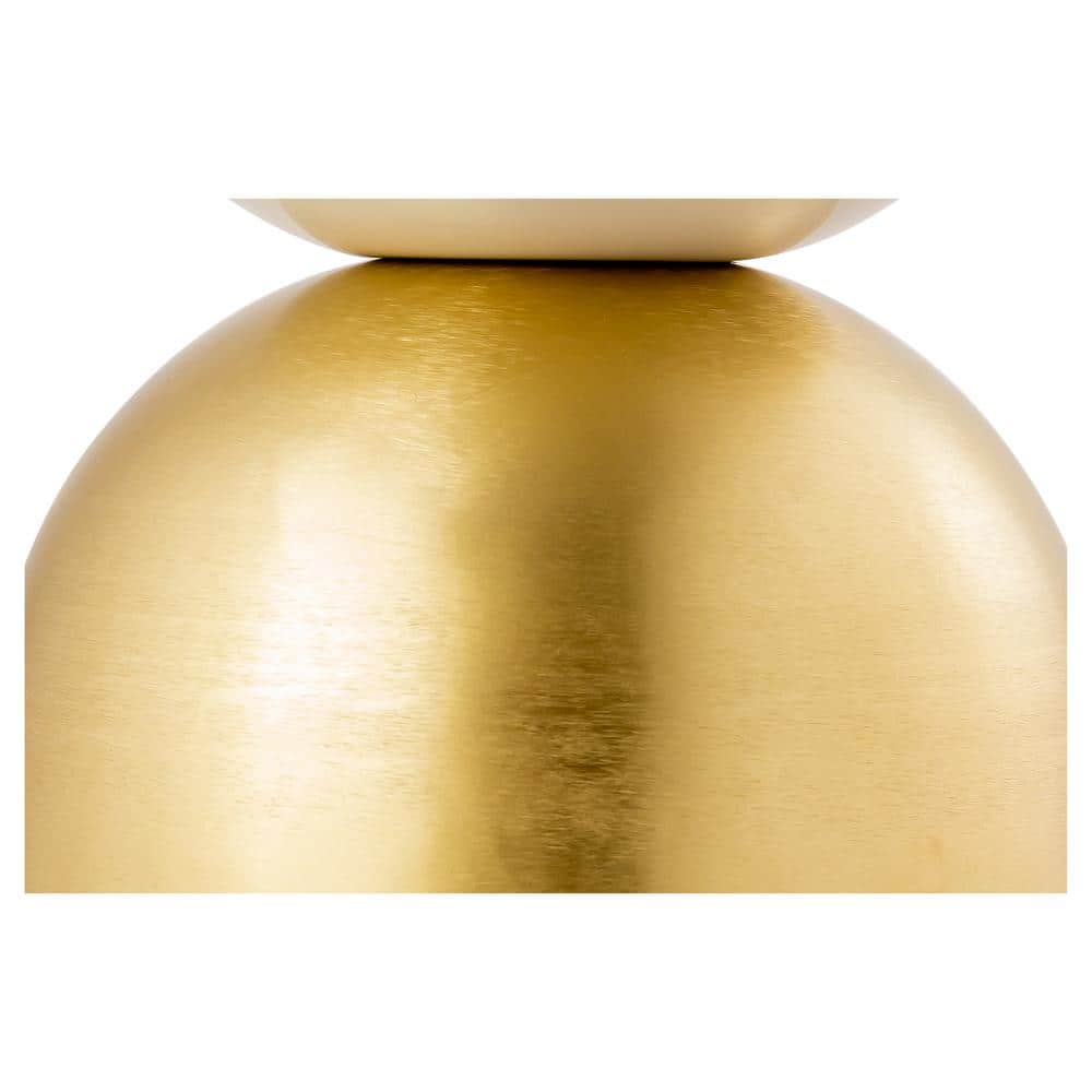 Gold and Ivory Round Iron Side Table, 12 x 24.75 in.