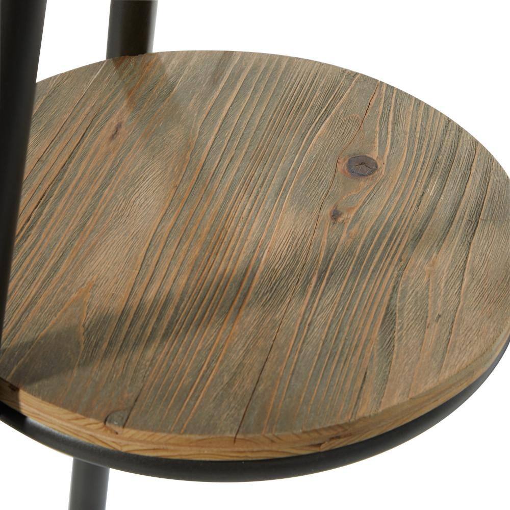 Nordic Black Metal and Wood 3-Tier Coat Stand