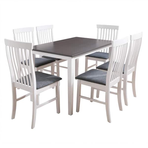 CorLiving Michigan White and Grey 7-Piece Dining Set