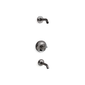 Purist Rite-Temp Bath And Shower Trim Kit With Push-Button Diverter And Cross Handle Without Showerhead