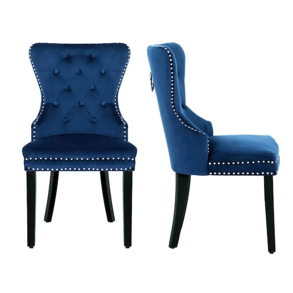 WESTINFURNITURE Brooklyn Royal Blue Tufted Velvet Dining Side Chair (Set of 2)