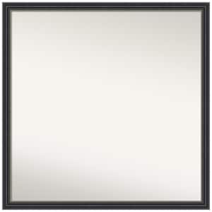 Stylish Black 28 in. x 28 in. Non-Beveled Traditional Square Wood Framed Wall Mirror in Black