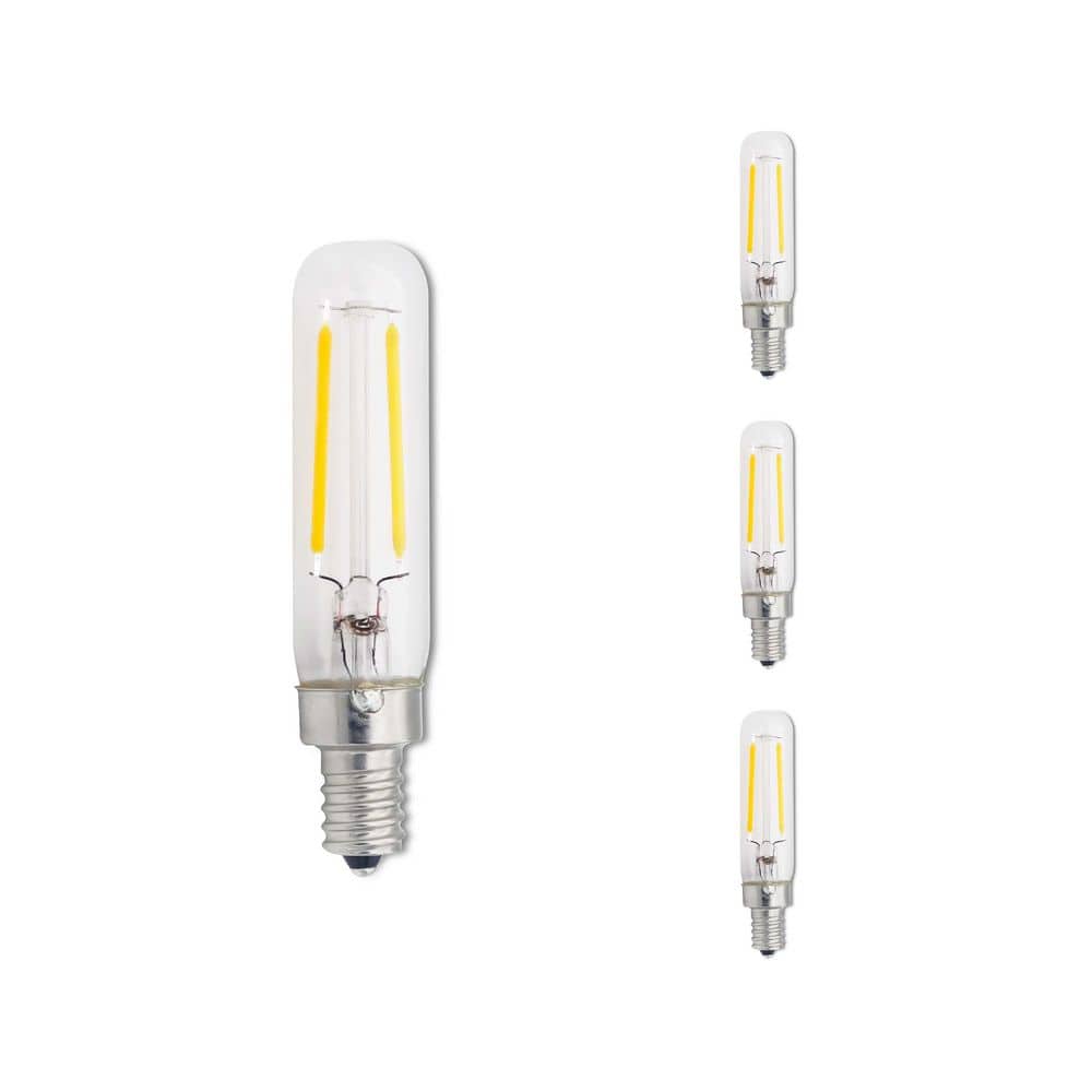 Bulbrite 861574 2.5 Watt Dimmable Clear Filament T6 Candelabra E12 LED Light Bulb - 180 Lumens, 2700K - Pack of 4