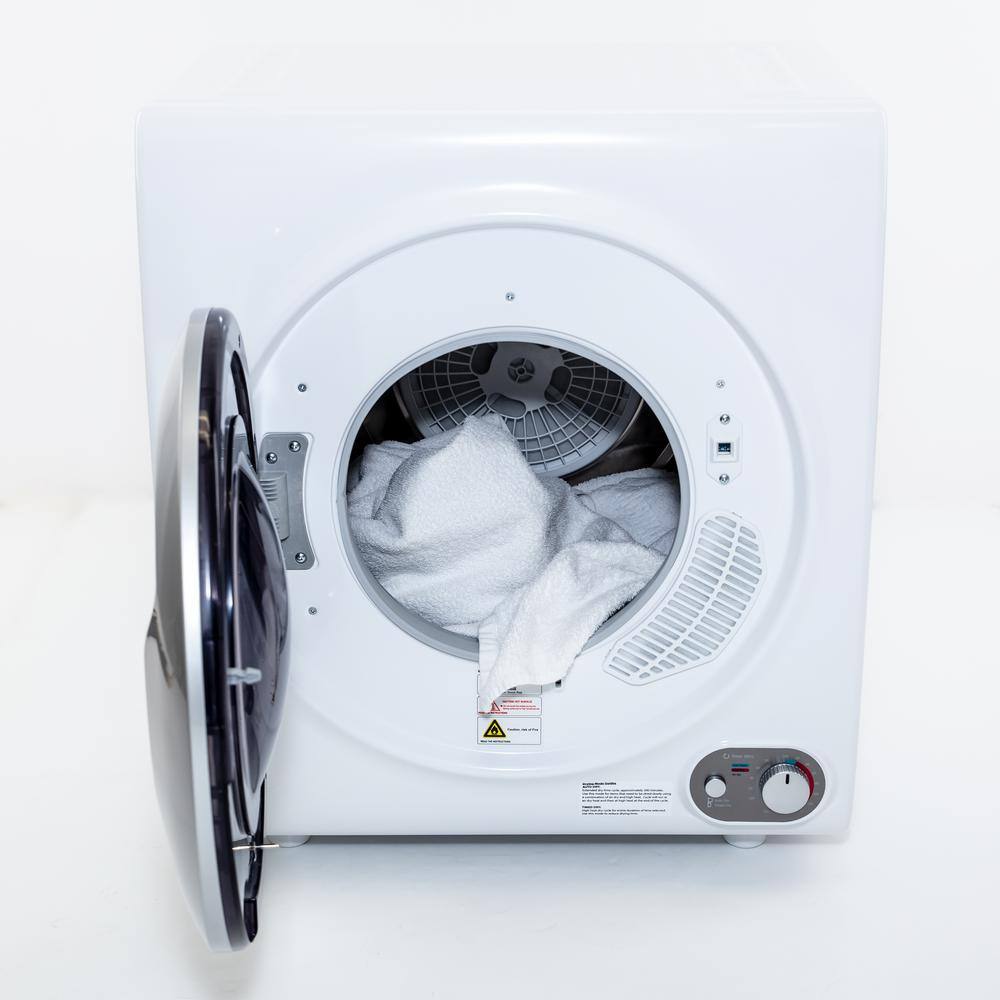 Compact White Stainless Steel Portable Electric Dryer, 2.6 cu. ft.