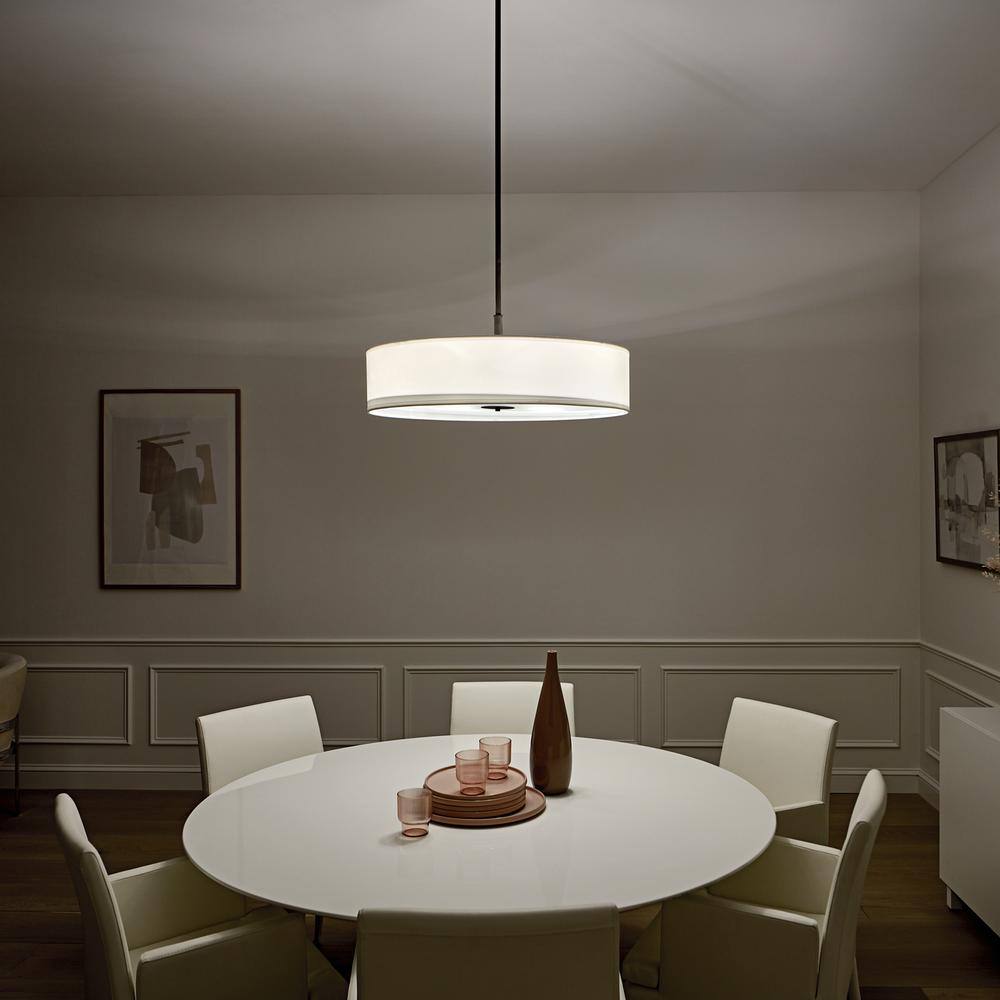 Transitional Olde Bronze 30" Drum Pendant with White Shade
