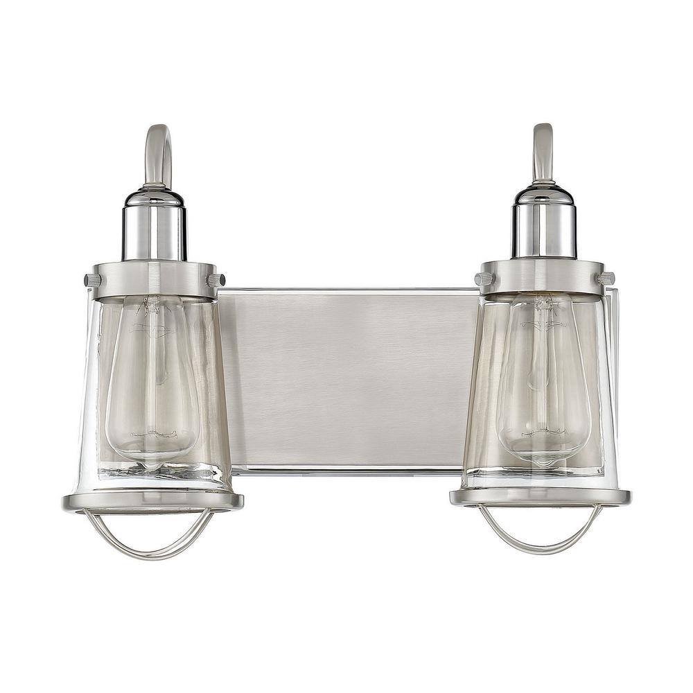 Lansing Satin Nickel and Polished Nickel 2-Light Vanity Fixture
