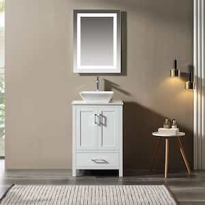 Wilton 23.6 in. W x 34 in. D x 22 in. H 1-Sink Bathroom Vanity Set in White with White Engineered Stone Composite Top