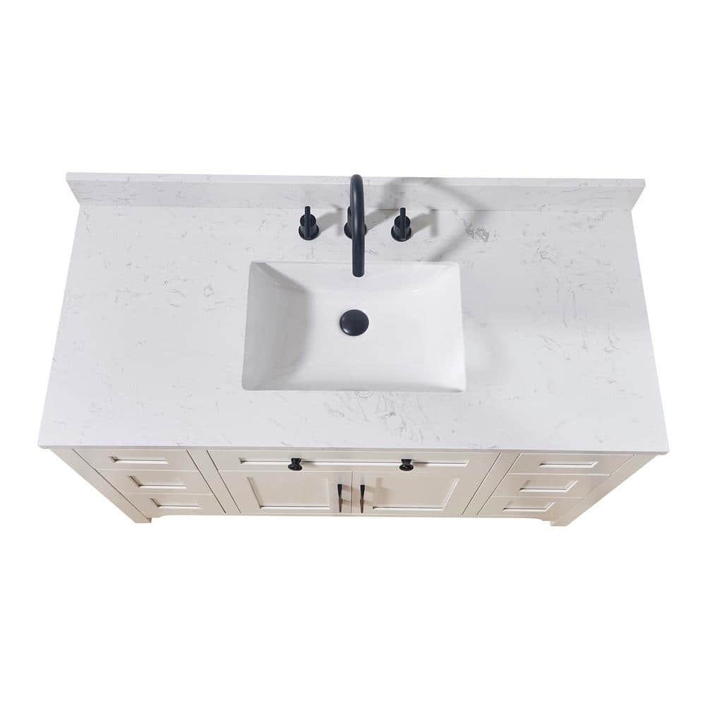 49" Aosta White Composite Stone Vanity Top with Ceramic Sink
