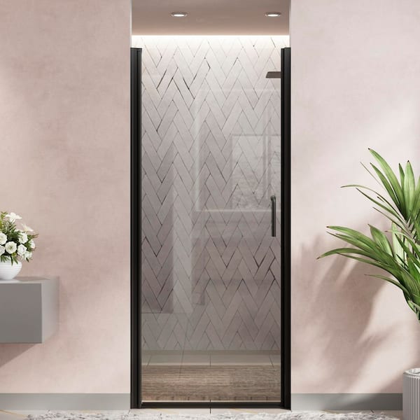32 in. W x 72 in. H Pivot Swing Frameless Shower Door in Brushed Nickel with Clear Glass and Handle