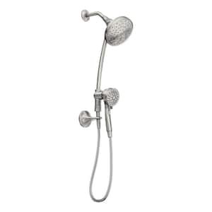 Attract with Magnetix 6-Spray Patterns 6.75 in. Wall Mount Dual Shower Heads with Slidebar in Spot Resist Brushed Nickel