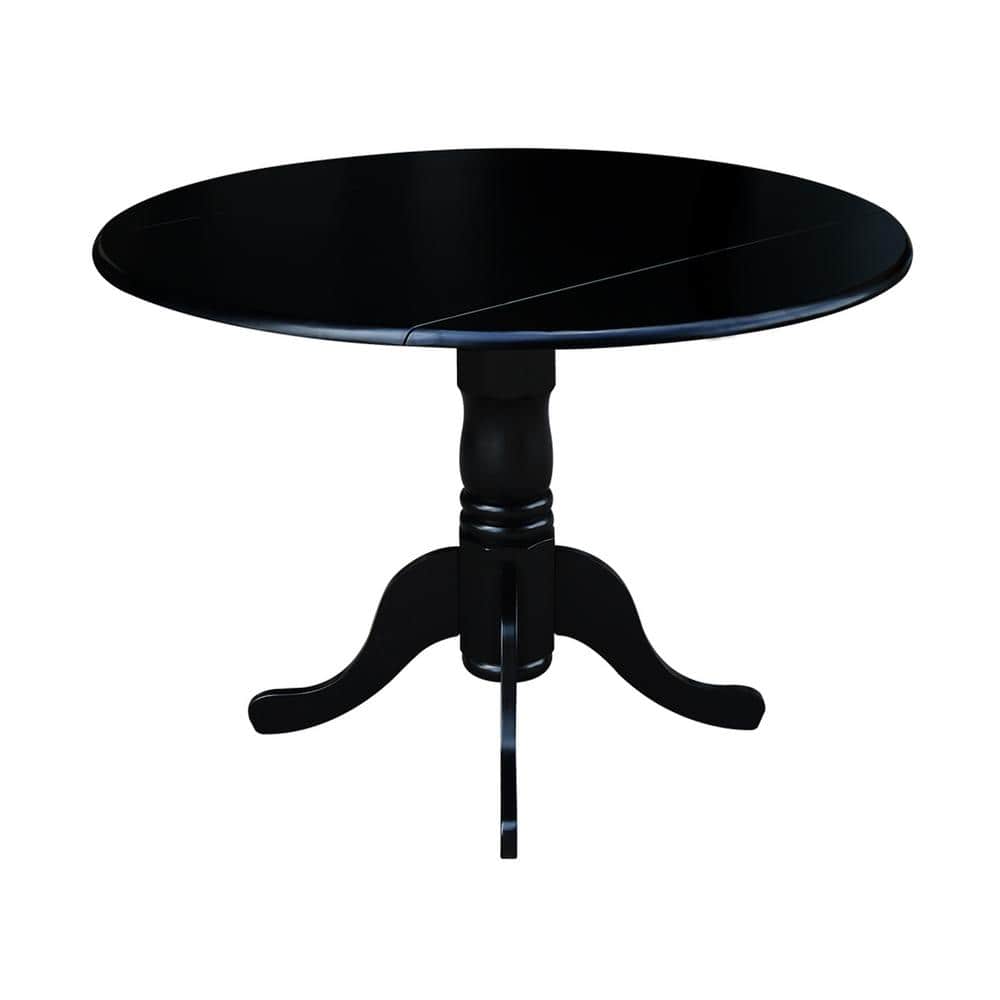 Casual Contemporary 42" Black Round Wood Extendable Dining Table
