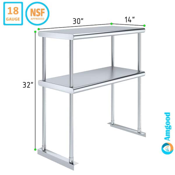 パックマンGALVANIZED SHELF DOUBLE 1430 AMGOOD 14 in. x 30 in. Stainless Steel Double Over Shelf for