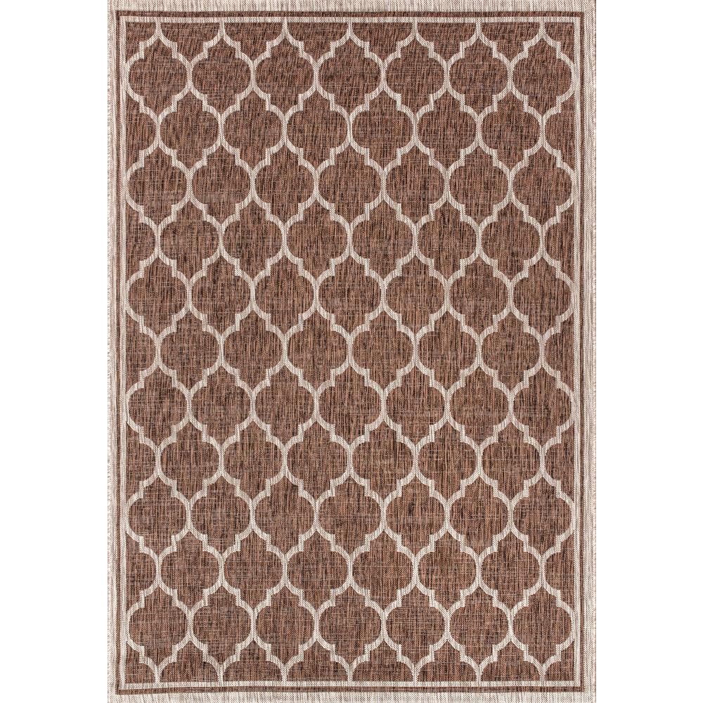 Espresso and Taupe Trellis Flat Woven 8' x 10' Area Rug