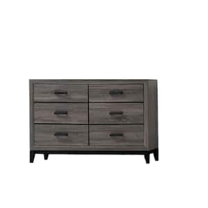 SignatureHome Finish Grey Material Wood Asheville Gray Wood 6-Drawer Dresser Dimensions: 17"W x 59"L 38"H