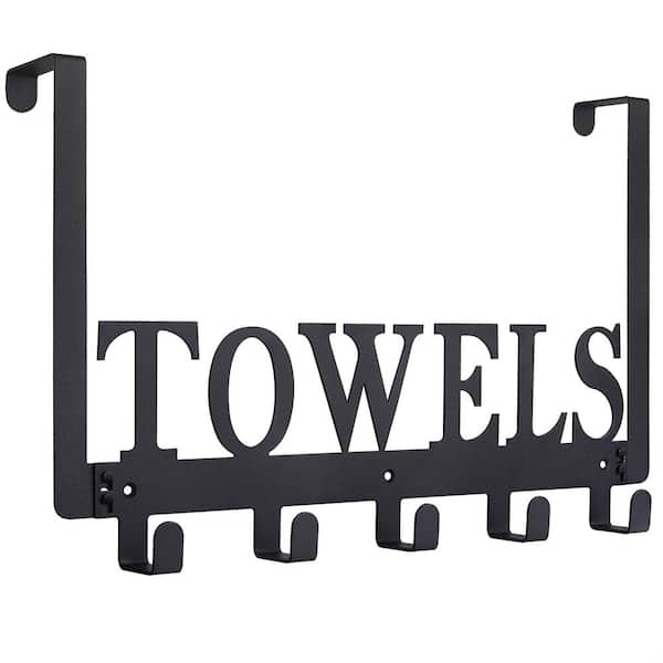 Cubilan Over-the-Door Mounted Bathroom Towel Robe J-Hook Wall Mounted Towel Holder in Black