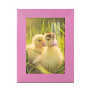 Grooved 3.5 in. x 5 in. Pink Picture Frame