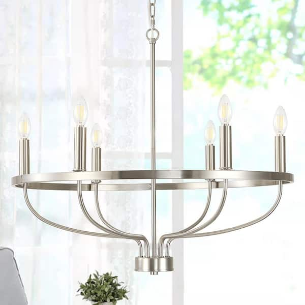 Alsy Lighting hot Brushed Nickel 6 Light Candelabra Chandelier