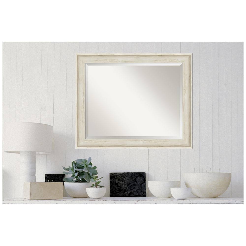 Regal Birch Cream 33" x 27" Rectangular Wood Wall Mirror