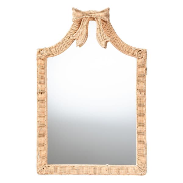 Creusa Honey Rattan 24 in. W x 37 in. H Mirror