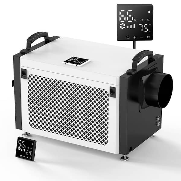 150 pt. 7,500 sq. ft. Bucketless Commercial Dehumidifier for Basement, Crawl Space in White, with Detachable Control