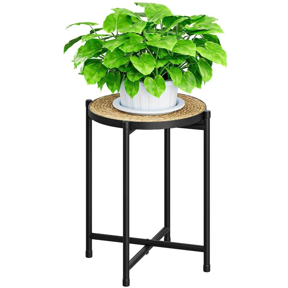 16.5 in. Tall Indoor Plant Stand with Woven Top, Round Corner Flower Pot Holder, Brown Black price history on PriceWatchPro