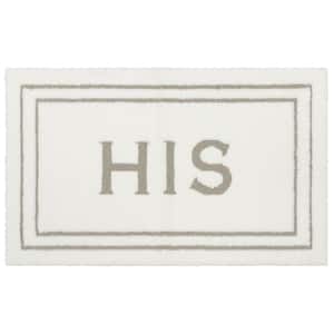 His Flint 20 in. x 34 in. White Polyester Machine Washable Bath Mat