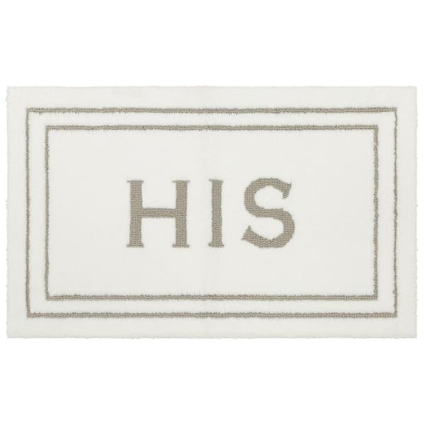 Mohawk Home His Flint 20 in. x 34 in. White Polyester Machine Washable Bath Mat