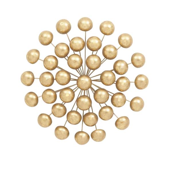 24 in. x  24 in. Metal Gold Starburst Wall Decor with Orb Detailing