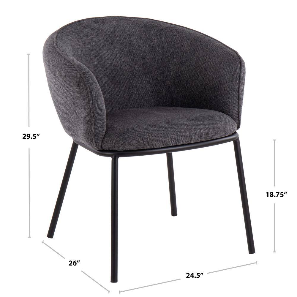 Ashland Contemporary Charcoal Fabric Upholstered 24.5" Arm Chair with Black Metal Frame