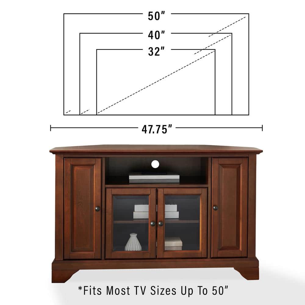 Vintage Mahogany Corner TV Stand with Glass Doors