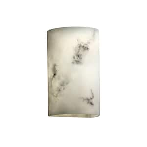 LumenAria 2-Light Small Off-White Wall Sconce with Faux Alabaster Shade