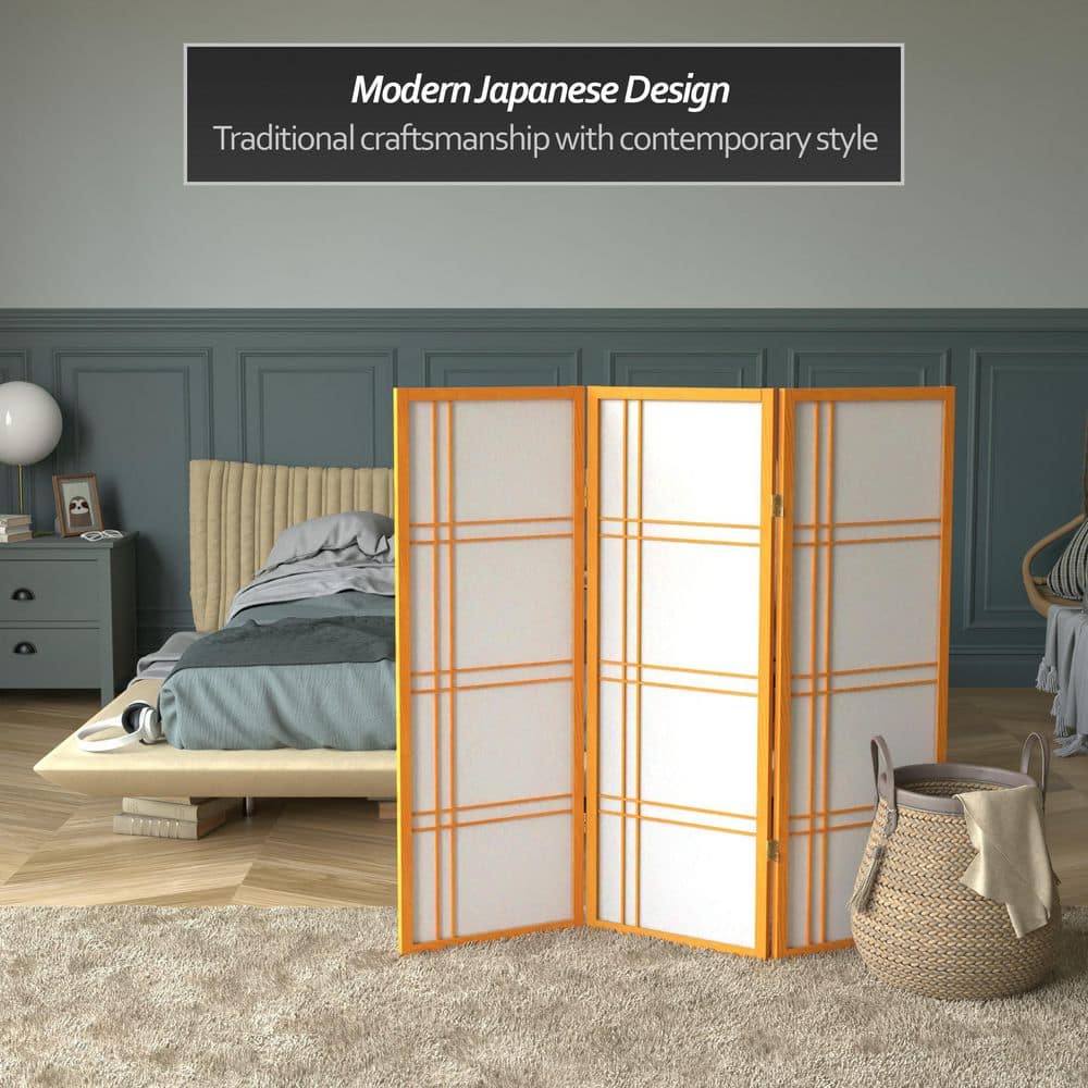 Honey 4 ft Shoji 3-Panel Folding Room Divider