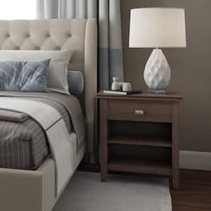 Carlton Solid Wood 24 in. Wide Transitional Bedside Nightstand Table in Light Golden Brown