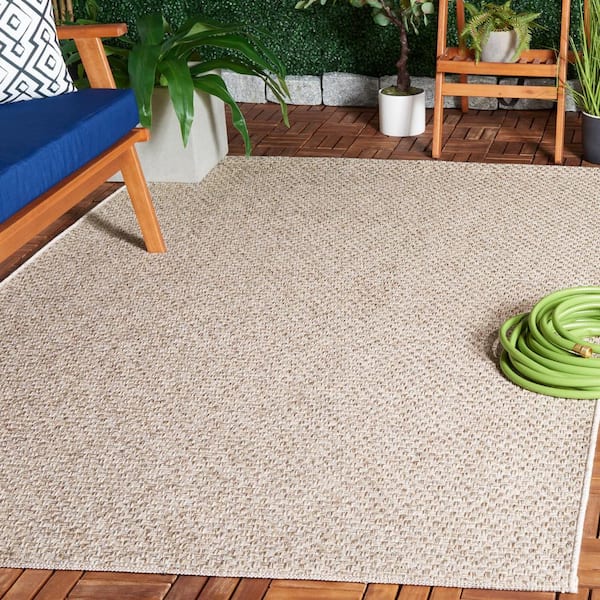 Sisal All-Weather 7 ft. x 10 ft. Beige Ribbed Area Rug