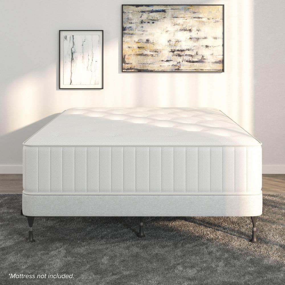 Adjustable Black Metal Twin/Full Bed Frame with Glides