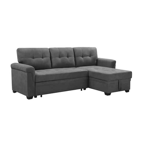 SIMPLE RELAX Lucca 84 in. Flared Arm 2-Piece Fabric L-Shaped Sectional Sofa in Gray with Chaise