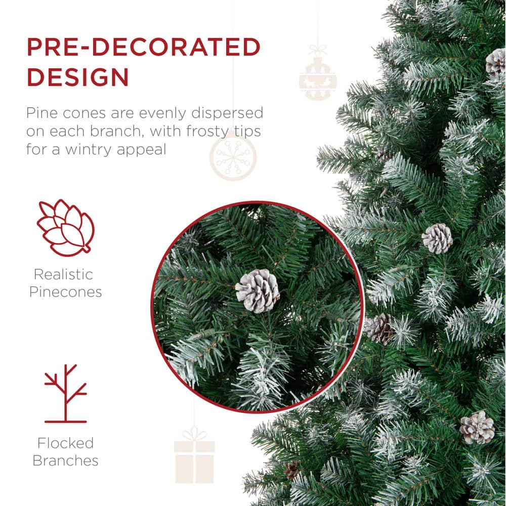7.5ft Green Partially Flocked Virginia Pine Artificial Christmas Tree