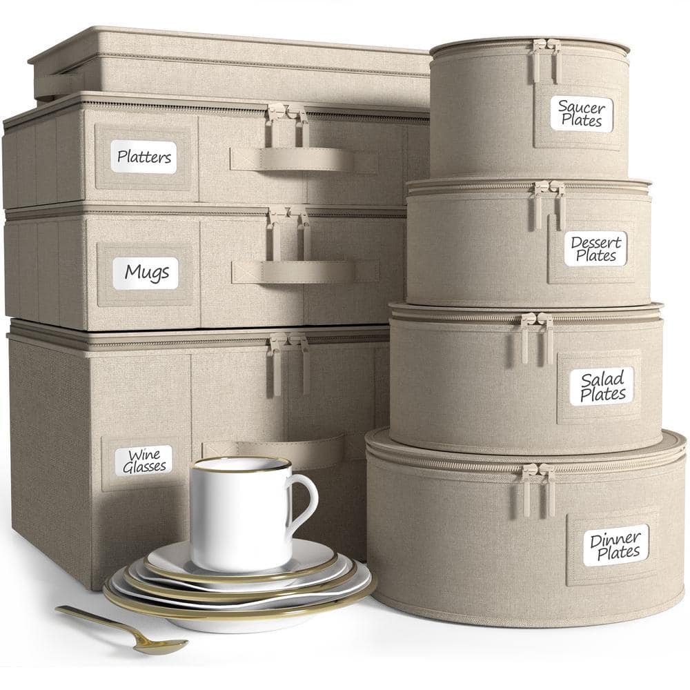 8 Pc Hard Shell China Storage Containers-Glass & Dish Storage Containers wi