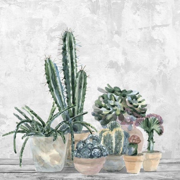 "Succulent House Plants" by Marmont Hill Unframed Canvas Nature  Wall Art 24 in. x 24 in. JULPOC-02-C-24 - The Home Depot