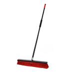 24 in. Red Indoor Smooth Surface 2-in-1 Squeegee Push Broom