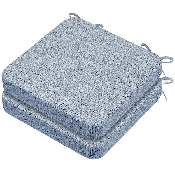 Unbranded 16" x 16" x 2" Square Indoor Chair Cushions with Removable Cover for Kitchen and Dining Chairs in Light Blue (Set of 2)