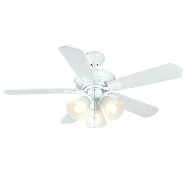 Hampton Bay Westmount 44 in. Indoor 3-Light Matte White Ceiling Fan with Light Kit