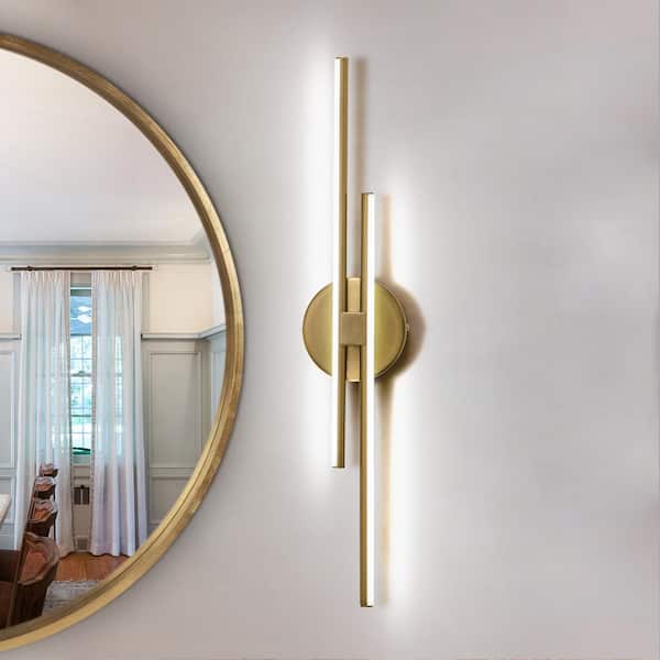 EDISLIVE Bourget 23.62 in. 2-Light Gold LED Vanity Light Bar with 6000K for Bathroom, Bedroom, Living Room