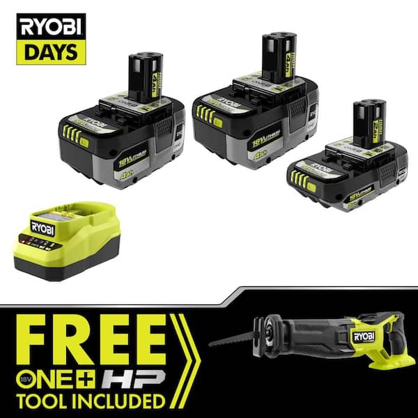 ONE+ 18V HP Brushless Reciprocating Saw Kit with (1) 2.0 Ah and (2) 4.0 Ah HIGH PERFORMANCE Batteries, and Charger