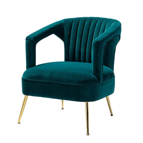 JAYDEN CREATION Almudena Teal Barrel Arm Chair with Tufted Design