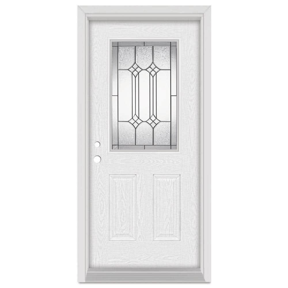32 in. x 80 in. Orleans Right-Hand 1/2 Lite Patina Finished Fiberglass Oak Woodgrain Prehung Front Door price history on PriceWatchPro