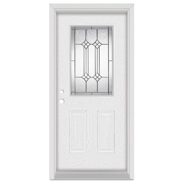Stanley Doors 36 in. x 80 in. Orleans Right-Hand 1/2 Lite Patina Finished Fiberglass Oak Woodgrain Prehung Front Door