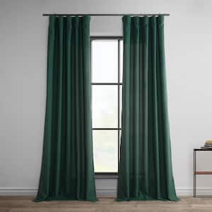 Deep Green Dobby Linen 50 in. W x 108 in. L Rod Pocket Room Darkening Curtain (Single Panel)