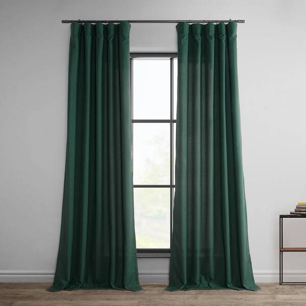 Exclusive Fabrics & Furnishings Deep Green Dobby Linen 50 in. W x 96 in ...